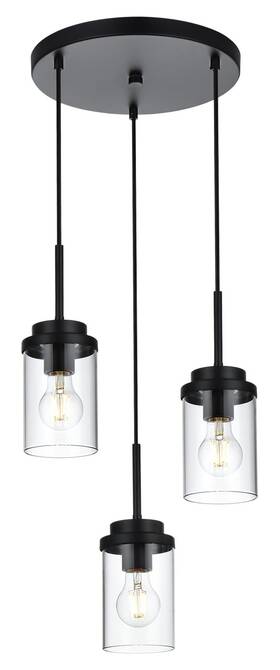 4-4501-3rd-bl Melucee 3-light Farmhouse Black Pendant Lights Kitchen Island Modern Light F