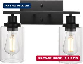 Melucee 716852865291 2-light Black Wall Sconce Industrial Vintage With Clear Glass Shade And