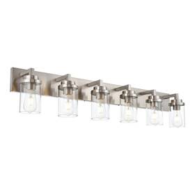 Melucee 919305627062 6-light Bathroom Lights Over Mirror In Brushed Nickel Modern Industr