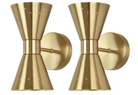 Bg800219-2g-ul Merbotin Brass Wall Sconce Mid Century Modern Mcm Light Fixture Gold Pair New