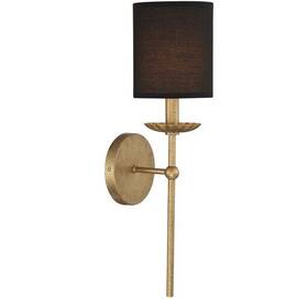 M90079tg Meridian Lighting 1 Light 5 Inch True Gold Wall Sconce Black Linen Shade