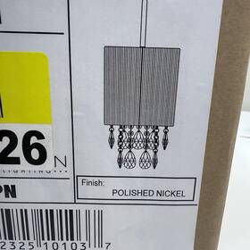 M90010pn Meridian Wall Sconce Polished Nickel Cream Rope String Shade Inch Crystal Drops Modern Glam