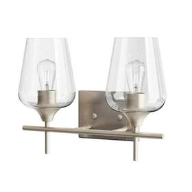 Hcf-15n2-ni Merra 2-light Brushed Nickel Wall Sconce Vanity Lights With Glass Shade Hcf-15n2