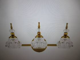 Hcf-15vg-w3-bnhd-1 Merra 19.7 In 3-light Gold Vintage Vanity Light With Flower Crystal Glass Shades