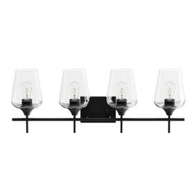Hcf-2804-00-bnhd-1 Merra 4-light Matt Black Vanity Light Bathroom With Clear Glass Shades