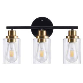 Hcf-4030-bg-bnhd-1 Merra 17 Inch 3-light Modern Matte Black Vanity-light With Clear Glass Shade
