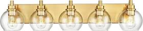 Metwet Vl195-bg-cl-5 Bathroom Light Fixtures 5 Brushed Gold Vanity 32 Inch