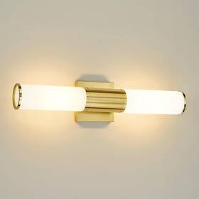 Vl834-bg-ml Metwet 2-light Vanity Light With Milk Glass Shade Brushed Gold Wall Sconce - New