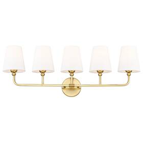 Vl837-bg-5 Metwet Bathroom Light Fixtures 5 Brushed Gold Vanity Lights With Flared