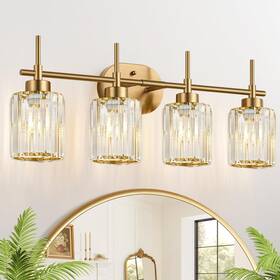 Hcyx-011-4 Meybiok 4 Light Crystal Bathroom Vanity Fixtures Over Mirror Gold Modern