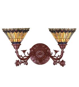 31971 Meyda Tiffany Jeweled Peacock 2 Light 11 Inch Tall Wall - Multicolor