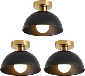 Clcl2301 Miaomeio Industrial Semi Flush Mount Ceiling Light With Gold Plate And Matte Black Shade