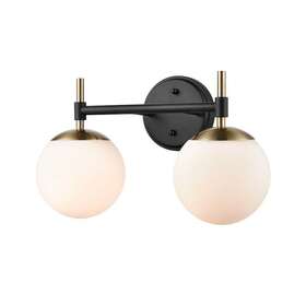 30302-mb-mg Millennium Lighting 15.5 Inch 2-light Matte Black/modern Gold Vanity Light