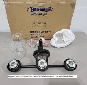 3553-mb Millennium Lighting 3553-mb/pn 20 Inch Vanity Light. Matte Black - Polish Nickel