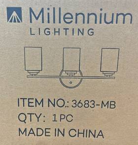 3683-mb Millennium Lighting 22 Inch 3-light Matte Black Vanity Light