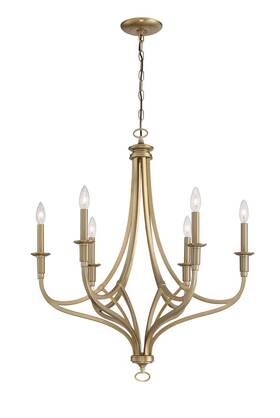 1096-740 Minka Lavery Covent Park 6-light Chandelier In Brushed Honey Gold