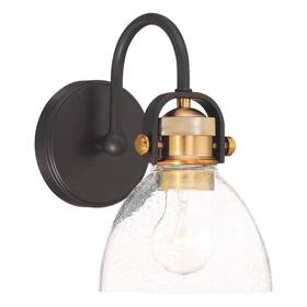 3361-416 Minka Lavery Monico 6.5 Inch 1-light Black And Natural Brushed Brass Vanity Light With Clear