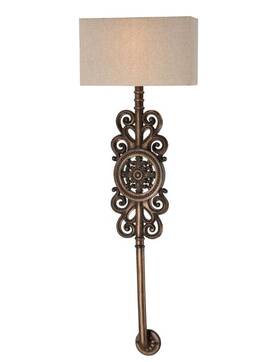 Minka-lavery 510-2-299 Regents Row 2 Light Wall Sconce Scroll Medallion And Fabric Shade