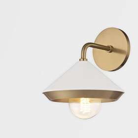 H139101-agb Mitzi H139101-agb/wh Marnie 1-light Aged Brass Wall Sconce With White Shade By Hudson Valley L