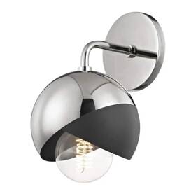 H168101-pn Mitzi H168101-pn/bk Emma 1 Light 8-3/4 Inch High Wall Sconce 2-tone Metal Shade Pol