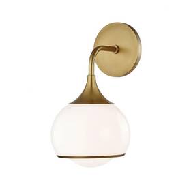 H281301-agb Mitzi Hudson Valley Lighting 806134880033 Reese Wall/sconces 1-light 60w Aged Brass Finish Shiny Opal W