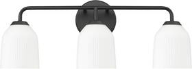 22303-mb Ml Lighting Norah 3 Light Vanity Black Opal Ribbed Glass Shade