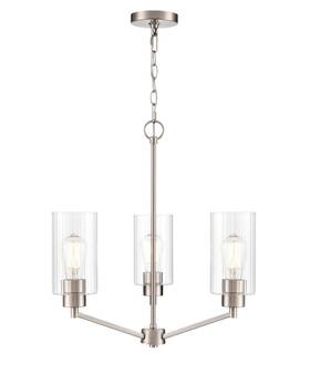 9513-bn Ml Lighting Beverlly 21 Inch Wide 3-light Chandelier - Brushed Nickel