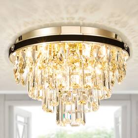 Gd002 Mlxattic Crystal Chandeliers Flush Mount Ceiling Light Fixture 4 Lights Chandelier Wit