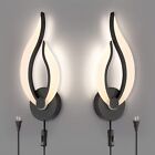 Modern Led Wall Lamps For Bedrooms Set Of 2 Black Plug In Light Fixtures 30