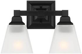 Modern Wall Sconce Black Hardwired 12inch 2-light Fixture Frosted Glass For Bedroom