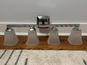 Moen 034584023933 Voss Chrome 4-light Dual-mount Bathroom Vanity Fixture With Frosted Glass