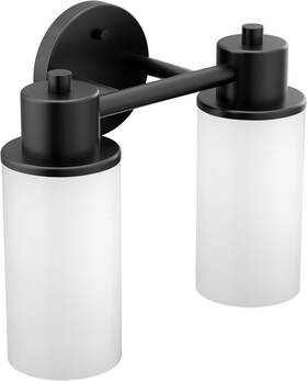 Dn0762bl Moen Iso 2-light 2-mount Bath Vanity Fixture Frosted Glass -matte Black