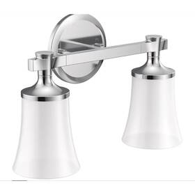 Yb1002ch Moen Flara 2-light Bathroom Vanity Light Fixture Chrome Frosted Glass Yb0362