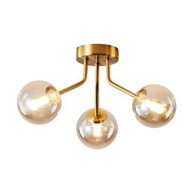 Moluola Lighting 048518620068 Modern Sputnik Chandeliers 3 Light Gold Semi Flush Mount Ceiling Fixtur