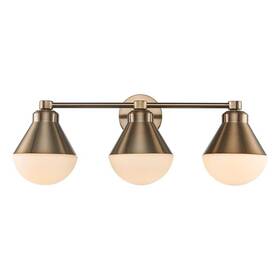 Hs-8601-1 Monteaux 3 Light Brushed Gold And Opal Glass Vanity