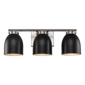 Hs-8685 Monteaux Lighting 20 Inch 3-light Brushed Nickel Bathroom Vanity Light Fixture With Black Metal