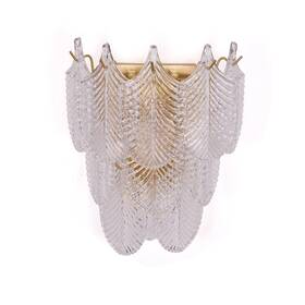 Yh-241031-3 Mooijane Luxury Crystal Leaf Wall Sconce Brass And Glass Design G9 Bulb Compa