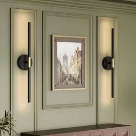 Ws7105-24-bg-2p Morauroral 24 Inch Black Gold Rechargeable Battery Wall Sconce 360 Led Light 2-pack
