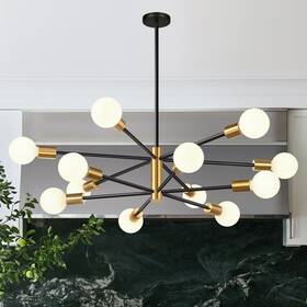 L240083p12 Mqmqa 33 Inch Modern Chandelier Ceiling Light Fixture 12-light Sputnik Chandeliers Gol