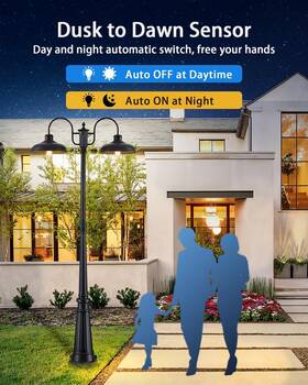 My-wl202a-bk Myhxq Outdoor Post Light 2 Head Dusk To Dawn Waterproof Lamp