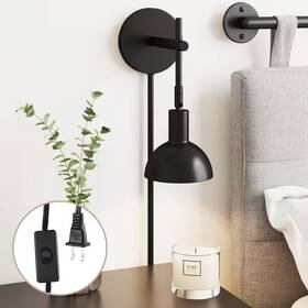 Nathan James 705353185205 Tamlin 5 Inch W 1-light Matte Black Wall Sconce Plug In Lamp Light Fixture With
