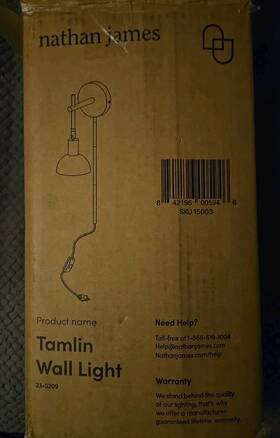 90368832 Nathan James Tamlin Wall Light Fixture Vintage Brass/matte Black - Ob