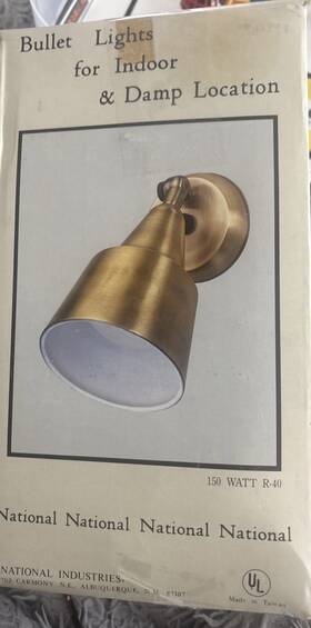 111178 National Industries Polished Brass Bullet Wall Sconce 150w R-40 Ul Listed Indoor