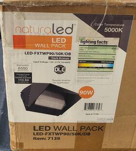 Led-fxtwp90 Naturaled 844366071393 Wall Pack Light Led-fxtwp90/50k/dbdark Bronze 120 277v 5000k #7139