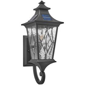 Xn15wp-m-sl-sd-bk Naxttii Solar Exterior Front Porch Light With Water Ripple Handmade Solder Glass Dusk