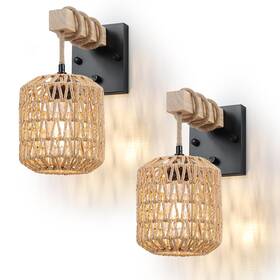 Neechicx-8969-w Neechicx Rattan Boho Wall Sconces Set Of Two Hardwired Hand-woven Farmhouse Lamp Neechicx-8969-w Neechicx Rattan Boho Wall Sconces Set Of Two Hardwired Hand-woven Farmhouse Lamp