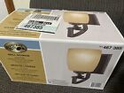 New Hampton Bay Wall Sconce Bronze Finish Double French Scavo Glass Nib 467 385