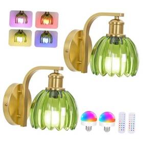 B05092p Ningbo Tianqi Intelligent Technology Co. Ltd. 2pk Rechargeable Battery Operated Wall Sconce Set Of Two With 2-pack Green And Gold