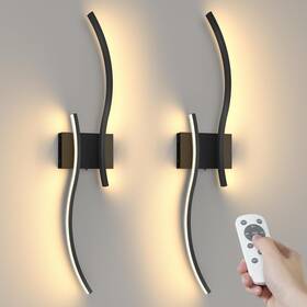 Niorsun 445012794715 27.6 Inch Battery Operated Wall Sconce Set Of 2 Black Modern Rechargeabl