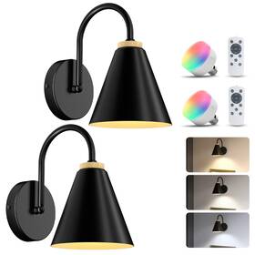 Niorsun 725889652842 Battery Operated Wall Sconce Set Of 2 3 Color Rechargeable Lights With R